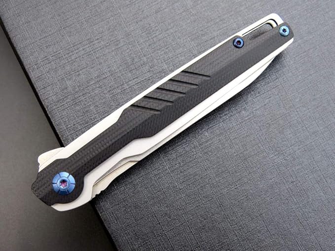 Eafengrow EF942 EDC Folding Knife, D2 Steel Blade Titanium Plating & G10 Handle,Pocket Clip with Frame Lock EDC Pocket Knife for Camping Hiking Survival Outdoor(Black)