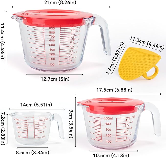 6 Pcs Glass Measuring Cups Set