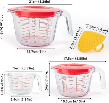 6 Pcs Glass Measuring Cups Set