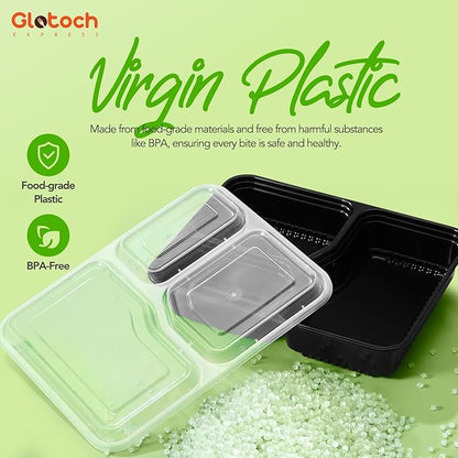 34oz 3-Compartment [1 Pallet-4950 Pack] Meal Prep Containers with Lids, Plastic Food Prep Containers Microwave, Freezer, Dishwasher Safe Leakproof Durable Food Storage Lunch Box To Go Take Out