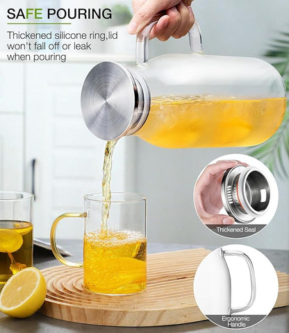 LUNA&MANTHA Glass Pitcher, 2 Liter 68oz Water Pitcher