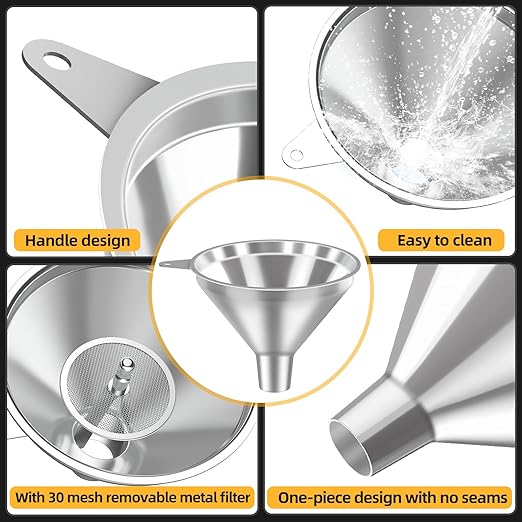 3 Pack Stainless Steel Kitchen Funnel Set, funnels