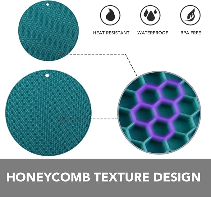 Joyhalo Trivets for Hot Dishes - Hot Pads for Kitchen, Silicone Pot Holders for Hot Pots and Pans, Silicone Mats for Kitchen Countertops, Table, Flexible Easy to Wash and Dry, Green
