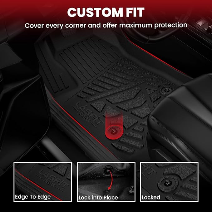 LASFIT Floor Mats for Hyundai Santa Cruz 2026 2025 2024 2023 2022, Custom Fit TPE All Weather Floor Liners 1st & 2nd Row Car Mats Accessories for Hyundai Santa Cruz 2022-2026, Black