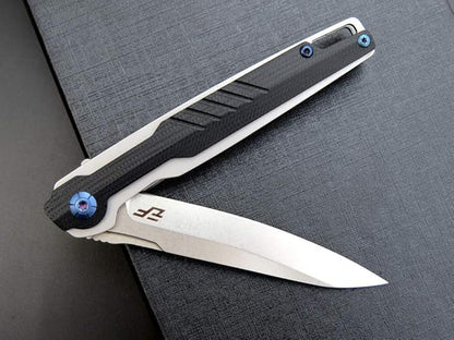 Eafengrow EF942 EDC Folding Knife, D2 Steel Blade Titanium Plating & G10 Handle,Pocket Clip with Frame Lock EDC Pocket Knife for Camping Hiking Survival Outdoor(Black)