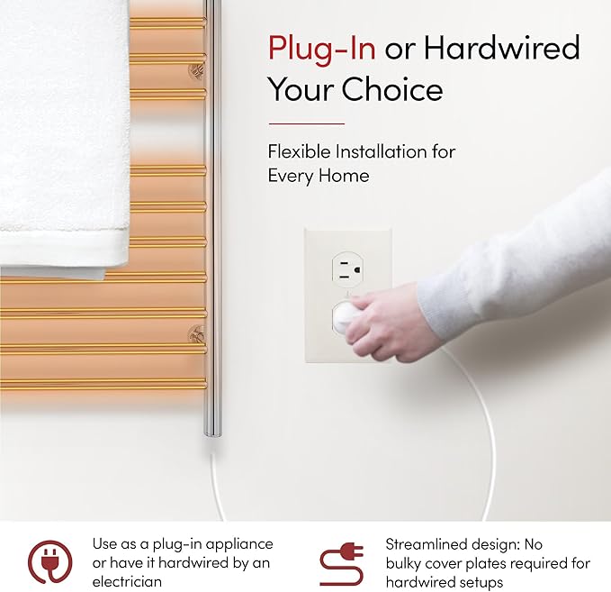Heated Towel Rack, 10-Bar Wall-Mounted Electric Towel Warmer, Polished