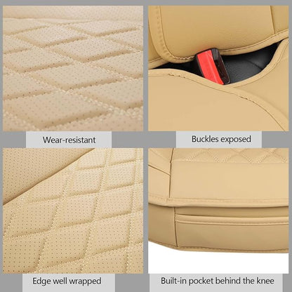 MIROZO Front Seat Covers,Leather Car Seat Covers Breathable Automotive Seat Covers Car Seat Protector Vehicle Seat Cushion for Sedan, Truck and SUV (2PCS Front, Beige)