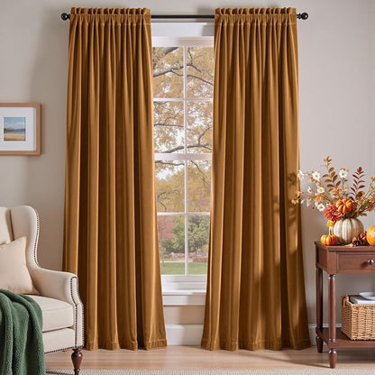 Lazzzy Velvet Blackout Curtains Thermal Insulated Room Window Drapes Super Soft