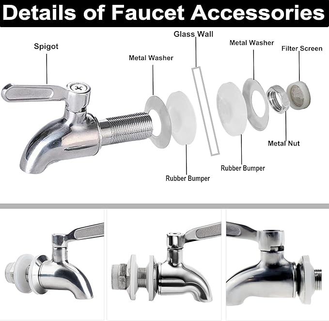 Lulonpon 1 Pieces Dispenser Faucets, Stainless Steel Spigot