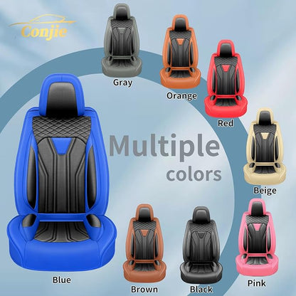 Fit Wagoneer Car Seat Covers for Jeep Wagoneer 2022-2025 2026 -Full Set Premium Leather, Waterproof & Breathable，All-Weather Seat Cushion Protecto & Airbag Compatible, 2 Front Seat Blue&Black