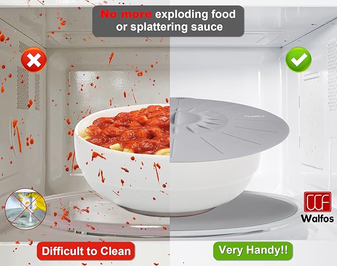 Walfos Silicone Microwave Mat & Lid Set, Heat Resistant Multi-Purpose Trivet