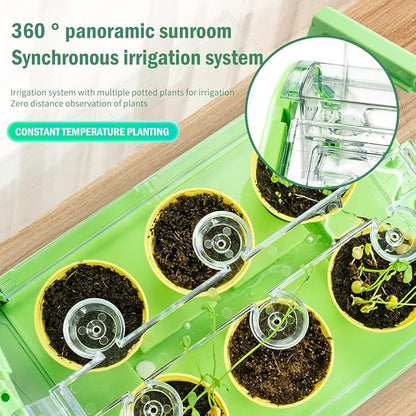 Kids Plant Growing Kit - Kids Greenhouse & Flower Growing Kit with Hydroponic Growing System, Thermometer,Wind Vane & Tools, Educational STEM Plant Growing Set