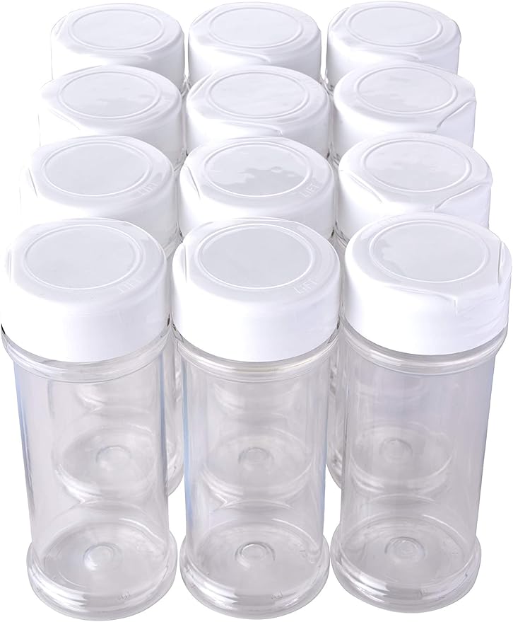 12 Pack of 6 Oz. Empty Clear Plastic Spice Bottles
