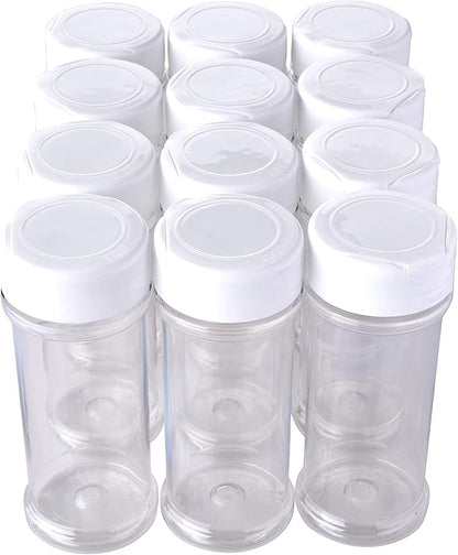 12 Pack of 6 Oz. Empty Clear Plastic Spice Bottles