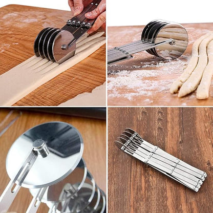 5 Wheel Pastry Cutter, Stainless Pizza Slicer, Expandable Pizza Slicer