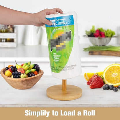 WORHE Bamboo Paper Towel Holder Countertop 1 Pack Thick Sturdy Base, Standing