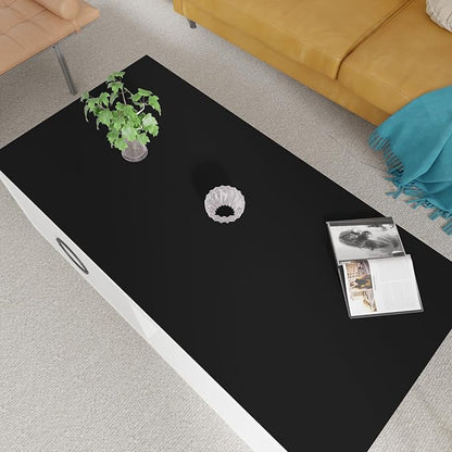 Leather Table Cover,1.8mm Thick,24x48 Inch Desk Cover,Large Desk Mat,Table Protector,Table Cover Protector,Table Top Protector,Desk Cover Protector(Black+Gray,24x48)