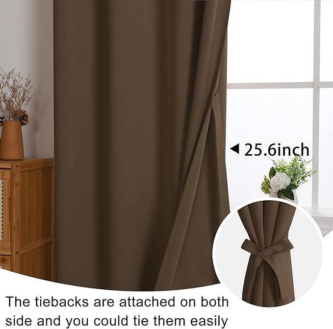 JIUZHEN Blackout Curtains with Tiebacks