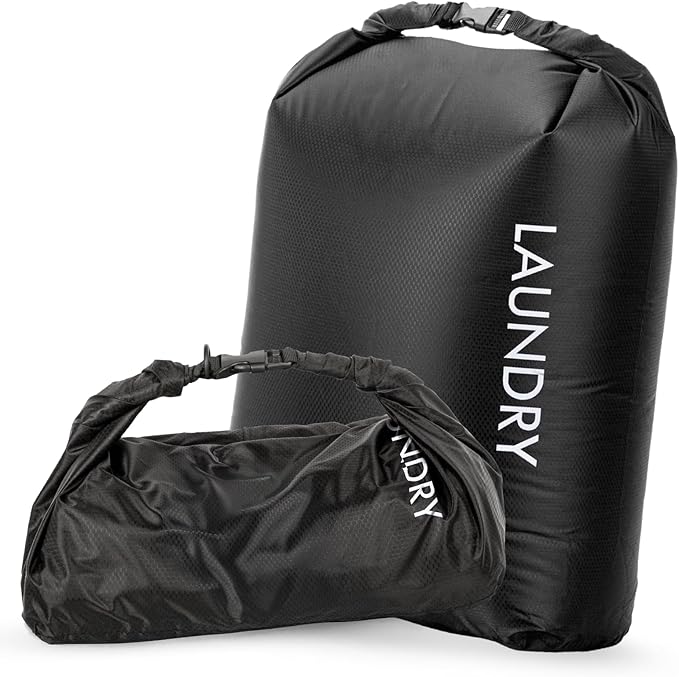Travel Laundry Bag, Vacuum Compression Dirty Clothes Travel Bag Waterproof Wet Dry Bags Large Capacity Space Saver Bags Reusable Camp Clothes Organizer for Sports College Dorm Laundromat (1 Pcs )Black