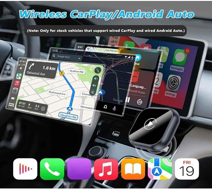 Wireless Carplay Adapter for Mercedes Benz GLA‑Class 2016 2017-2022 2023 2024 2025 2026, 2-in-1 Plug and Play Android Auto Carplay Adapter Car Play Dongle Convert Wired to Wireless CarPlay