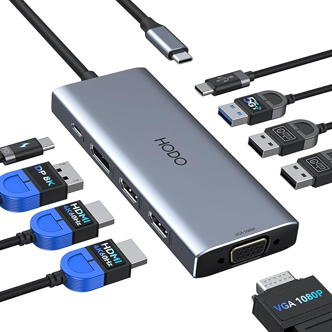 HODO USB C Docking Station Dual Monitor Adapter