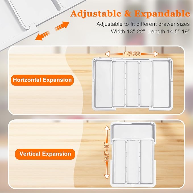 Spaclear Large Utensil Drawer Organizer Expandable Silverware Organizer