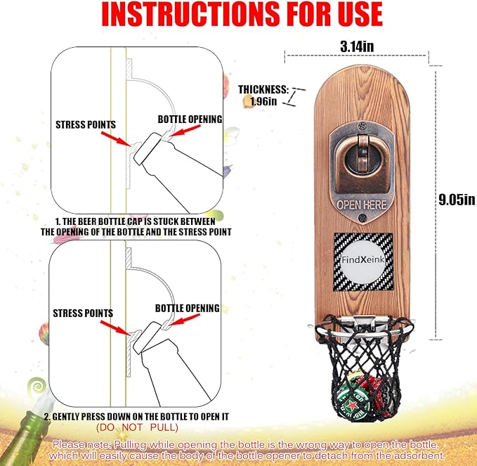 Beer Bottle Openers with DIY Ink Screen, Traceless Bottle Opener Wall Mounted