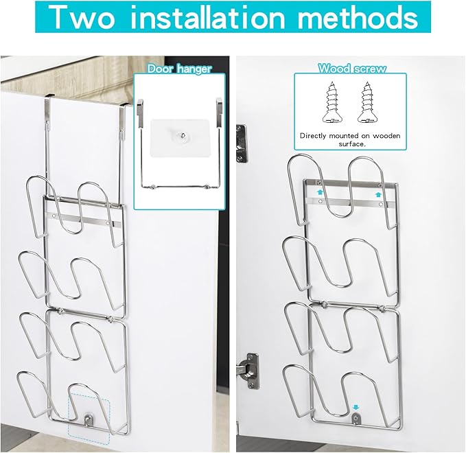 YQh The-Cabinet Pot Lid Organizer, Door Mounted Pot cover rack, Pot Lid Storage