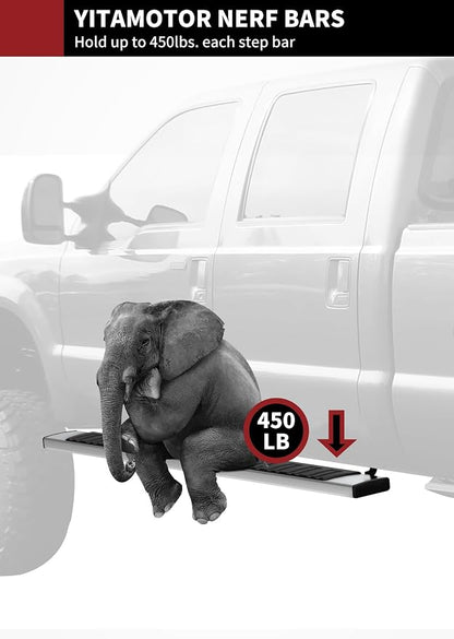 YITAMOTOR 6 inches Running Boards Compatible with 2007-2018 Silverado/GMC Sierra 1500 & 2500HD 3500HD Crew Cab, 2019 Silverado/Sierra 2500HD 3500HD Side Step Nerf Bar (Gas Engine ONLY)