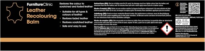 Furniture Clinic Leather Complete Restoration Kit | with Leather Recoloring Balm, Cleaner, 2-in-1 Protection Cream & Conditioner, Sponge, and Cloth | Repair Kit for Furniture (Medium Brown)