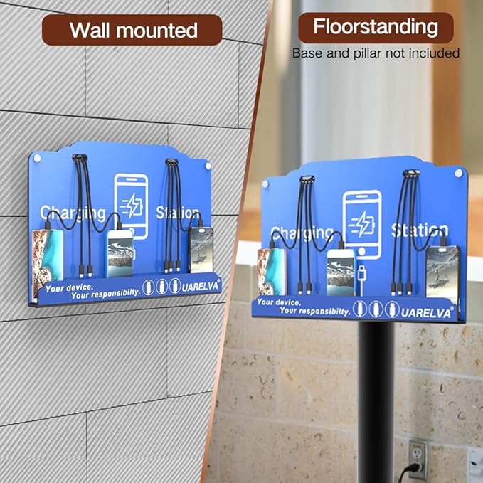 Wall Mounted Cell Phone Charging Station | 8 Ports High Speed Cables Charging