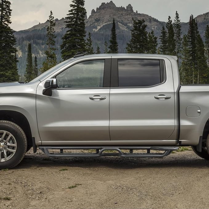 BINARY STAR Running Boards Compatible with 2019-2026 Chevy Silverado/GMC Sierra 1500 Crew Cab, 20-26 Silverado/Sierra 2500HD 3500HD Crew Cab, 4-Steps Design Running Boards, Carbon Steel Side Step