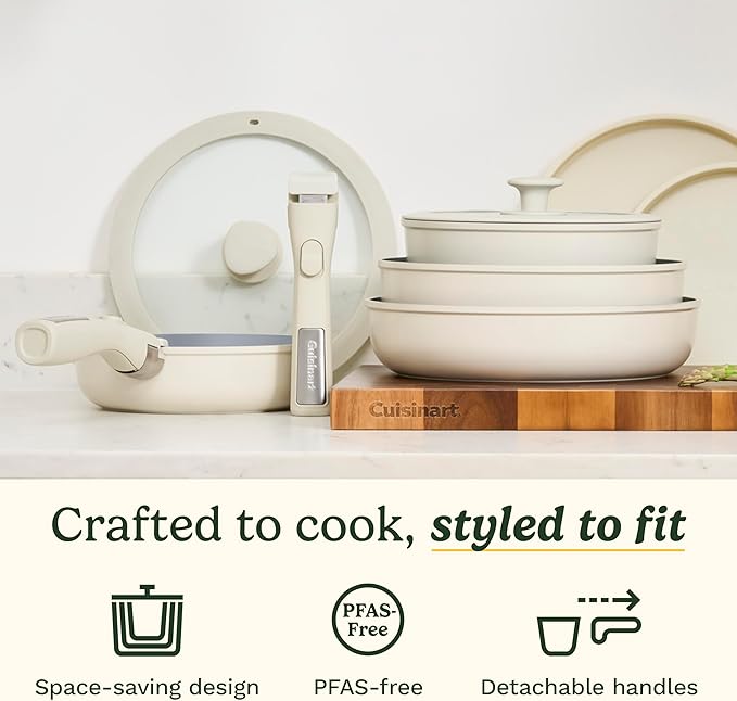 Cuisinart 13-Pc ClickSmart Nonstick Detachable Handle Ceramic Cookware