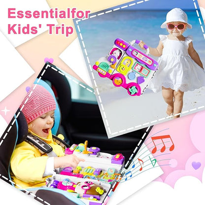 Montessori Busy Board for 1-2 Year Old Girl Gift,Musical Toys for Toddlers 1-3 Year,Educational Fine Motor Baby Toys for 12 18 Months,Perfect for Preschool or Travel,Birthday Gift for 1+Year Old Girl