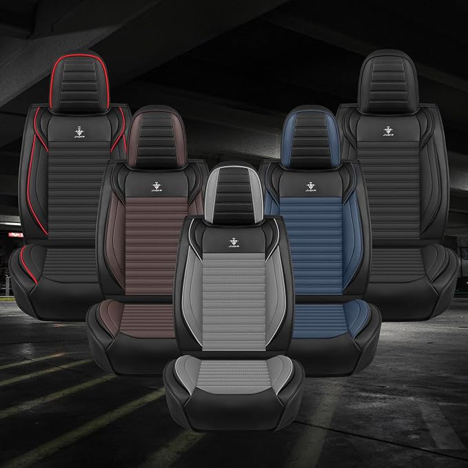 Seat Covers Fit for Nissan Rogue 2015-2026, Breathable and Comfortable Leather Car Seat Cover, Standard Waterproof Cushion Cover Auto Interior Accessories (Black Gray)