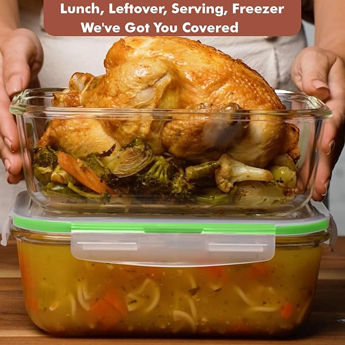 Razab 4 PC 1860ml / 63 Oz / 8 Cups Large Glass Food Storage Containers