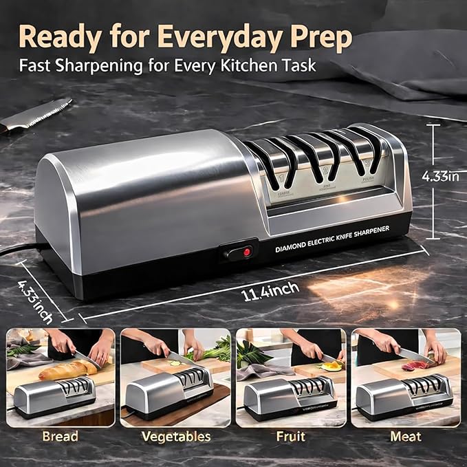 Electric Knife Sharpener for Kitchen, 3-Stage Professional Kitchen Knife
