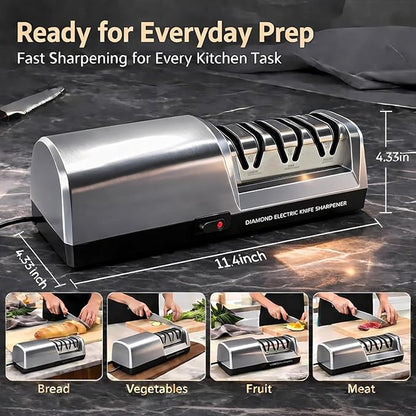 Electric Knife Sharpener for Kitchen, 3-Stage Professional Kitchen Knife