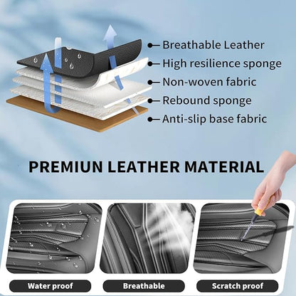 Fit Renegade Car Seat Covers for Jeep Renegade 2015-2024 -Full Set Premium Leather, Waterproof & Breathable，All-Weather Seat Cushion Protecto & Airbag Compatible, 2 Front Seat All Black