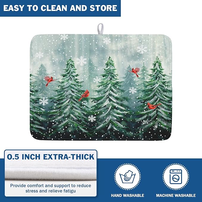 Winter Pines Tree Dish Drying Mats
