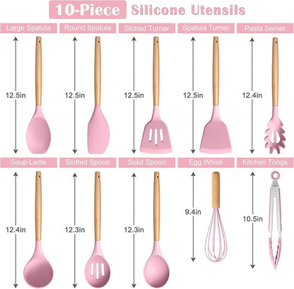 E-far Silicone Cooking Utensils Set, 10-Piece Kitchen Utensils Set