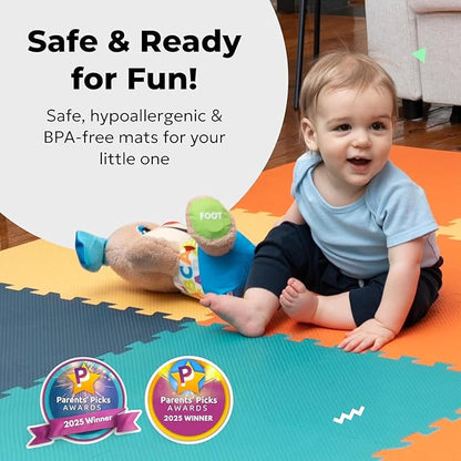MioTetto Baby Play Mat, Soft Foam Floor Tiles for Kids. Adjustable Interlocking Foam Tiles, Fits with 74x74 Playpen Baby mat for Crawling & Development, Safe & Non-Toxic Playmat for Babies 6-12 Months