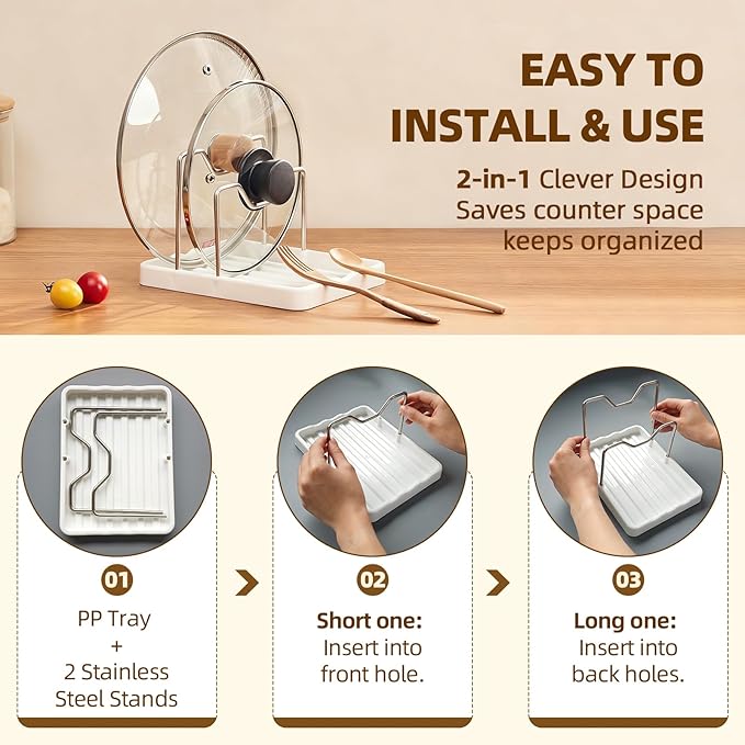 2 in 1 Pot Lid Holder & Spoon Rest