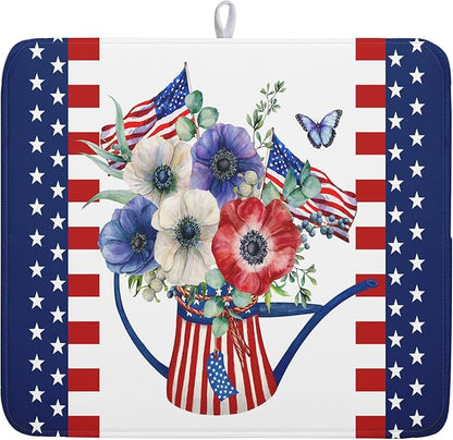 American Flag 4th of July Dish Drying Mats