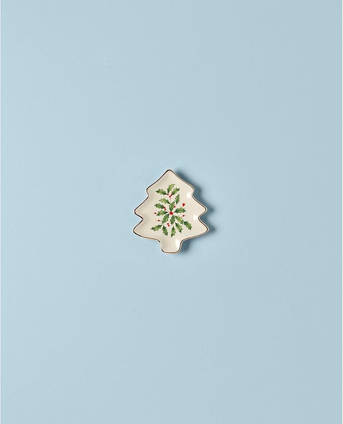 Lenox Serveware, Hosting The Holidays Tree Plate, Festive Porcelain Dinnerware, Service for 1, Pasta, Salad and Dinner, Dishwasher Safe, Christmas Decorations (MultiColor, 5.75 inch Length, 1 Piece)