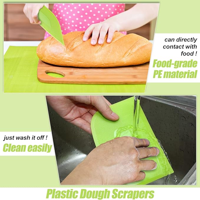 4 Piece Plastic Dough Scraper Bowl Scraper Flexible Multipurpose Food Scraper