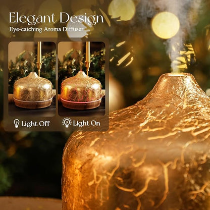Porseme 500ml Essential Oil Diffuser Gold Plated Glass Aromatherapy Ultrasonic