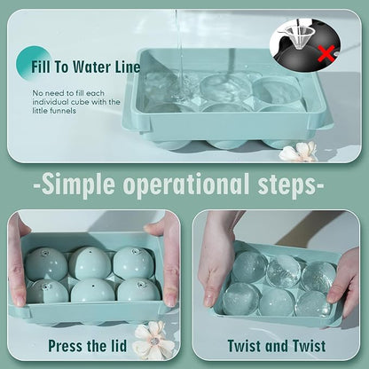 WIBIMEN Large Ice Cube Molds, Big Round Whiskey Ice Cube Trays