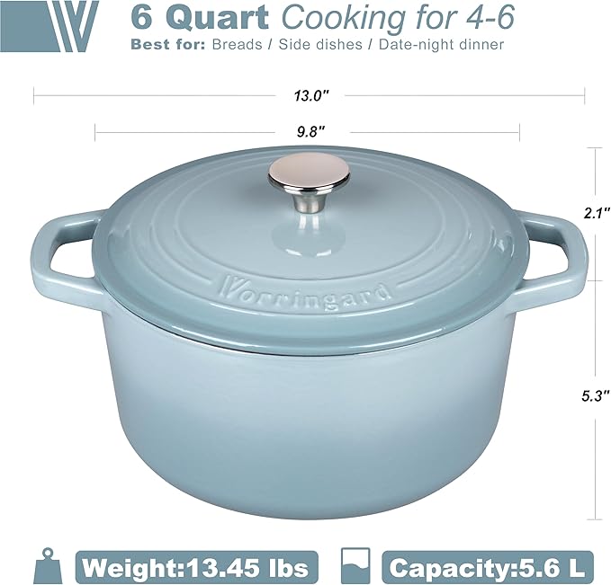 VORRINGARD Enameled Cast Iron Dutch Oven Pot