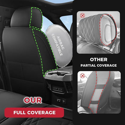 FREESOO Tundra Seat Covers 2026 2025 2024 2023 2022 Full Set, Fit for Toyota Tundra Crewmax Double Cab, Custom Truck Seat Covers with Waterproof Faux Leather Black